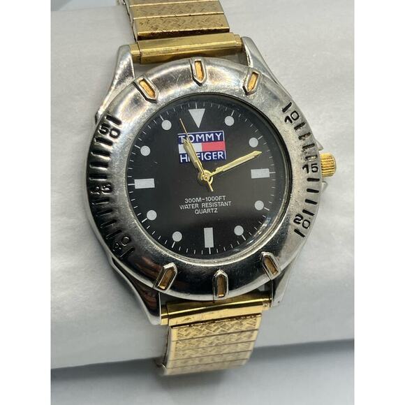 Tommy Hilfiger Mood Watch Vintage Mens,Water Resis, Gold Silver Tone NEW Battery - Picture 2 of 10